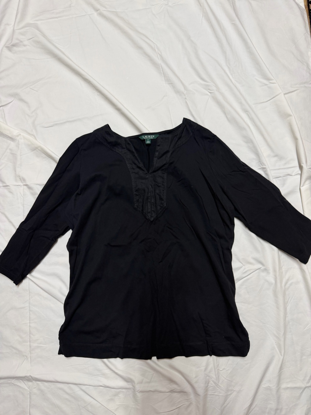 Lauren Ralph Lauren Black Long-Sleeve V-Neck Tunic Shirt